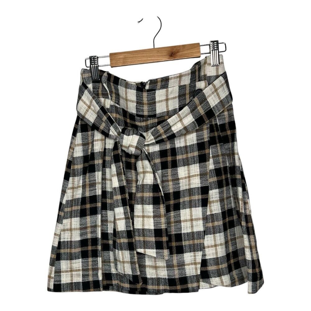 Zara Skirt Womens Small Plaid Pleated Academia School Girl Preppy Retro Tie
